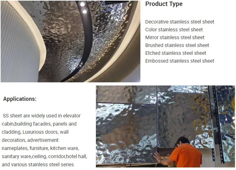 304 201 430 Water Ripple Plate Wave Decorative Stainless Steel Color Corrugated Sheet For Interior Design 0