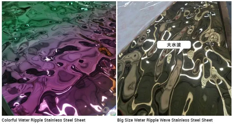 Water Ripple 201 304 Stainless Steel Sheet In GOLD Mirror Finish 0.8*1219*3048MM 2